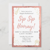 Sip Sip Hooray Bachelorette Party Invitation Kaart (Voorkant)