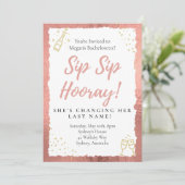 Sip Sip Hooray Bachelorette Party Invitation Kaart (Staand voorkant)