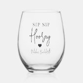 Sip Sip Hooray Bachelorette Party Wijnglas Zonder Voet (Voorkant)