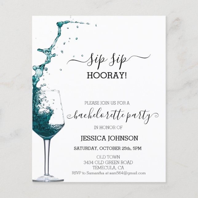 Sip Sip Hooray Bachelorette Party Wine (Voorkant)
