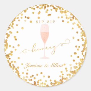 Sip Sip Hooray Bachelorette Verloving Brunch Ronde Sticker