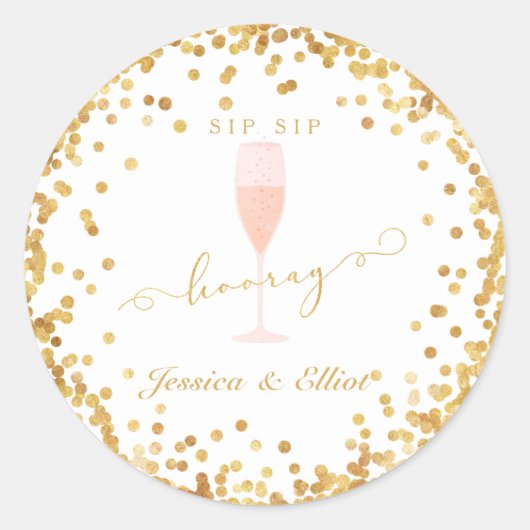 Sip Sip Hooray Bachelorette Verloving Brunch Ronde Sticker (Voorkant)