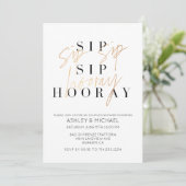 Sip Sip Hooray Black Gold Photo Couple's Shower Kaart (Staand voorkant)