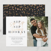Sip Sip Hooray Black Gold Photo Couple's Shower Kaart (Voorkant / Achterkant)