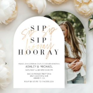 Sip Sip Hooray Black Gold Photo Couple's Shower Kaart