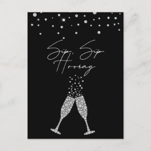 Sip Sip Hooray Black & White Birthday Briefkaart