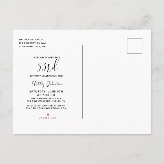 Sip Sip Hooray Black & White Birthday Briefkaart (Achterkant)