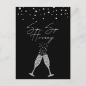 Sip Sip Hooray Black & White Birthday Briefkaart (Voorkant)