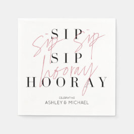 Sip Sip Hooray Black White Engagement Party Servet