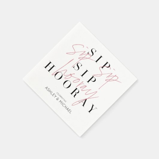 Sip Sip Hooray Black White Engagement Party Servet (Hoek)