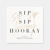 Sip Sip Hooray Black White Gold Couple's Shower Servet (Voorkant)