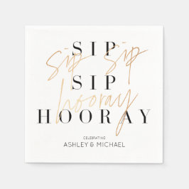Sip Sip Hooray Black White Gold Couple's Shower Servet