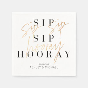 Sip Sip Hooray Black White Gold Couple's Shower Servet