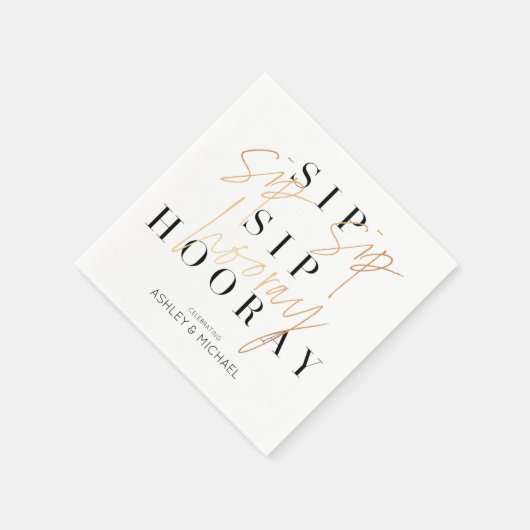 Sip Sip Hooray Black White Gold Couple's Shower Servet (Hoek)