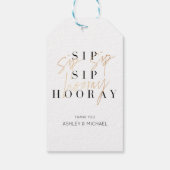 Sip Sip Hooray Black White Gold Engagement Party Cadeaulabel (Achterkant)