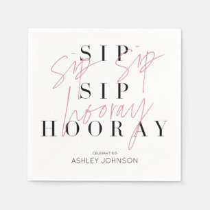 Sip Sip Hooray Black White Photo Vrijgezellenfeest Servet