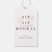 Sip Sip Hooray Black White Pink Engagement Party Cadeaulabel (Voorkant)