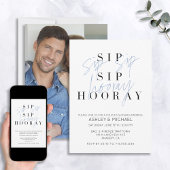 Sip Sip Hooray Blue Photo Couple's Shower Kaart