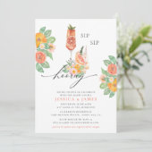 Sip Sip Hooray Bright Cocktail Couple's Shower Kaart (Staand voorkant)