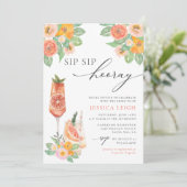 Sip Sip Hooray Bright Cocktail Vrijgezellenfeest U Kaart (Staand voorkant)