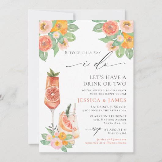 Sip Sip Hooray Bright Cocktail Wedding Shower Kaart (Voorkant)