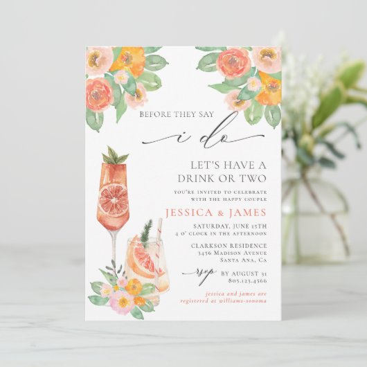 Sip Sip Hooray Bright Cocktail Wedding Shower Kaart (Staand voorkant)