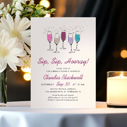 Sip Sip Hooray Bruidsfeest Kaart