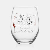 Sip Sip Hooray Bruidsfeest Wijn Wijnglas Zonder Voet (Achterkant)