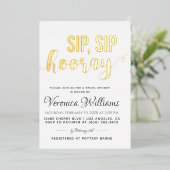 Sip Sip Hooray Bruiloft Feest Folie Uitnodiging (Staand Voorkant)
