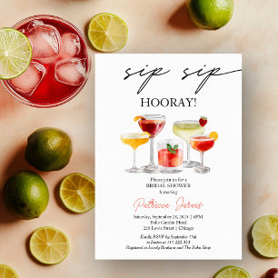 Sip Sip Hooray Bruiloftsfeest Cocktail Party Kaart