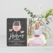 Sip Sip Hooray Chalkboard Rustic Adult Birthday Kaart (Staand voorkant)