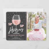 Sip Sip Hooray Chalkboard Rustic Adult Birthday Kaart (Voorkant)