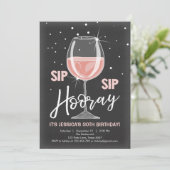 Sip Sip Hooray Chalkboard Rustic Adult Birthday Kaart (Staand voorkant)