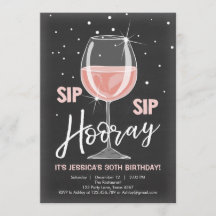 Sip Sip Hooray Chalkboard Rustic Adult Birthday