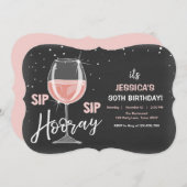Sip Sip Hooray Chalkboard Wine Adult Birthday Kaart (Voorkant / Achterkant)