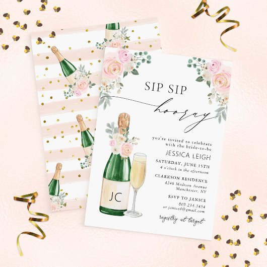 Sip Sip Hooray Champagne Bridal Shower Kaart