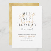 Sip Sip Hooray Champagne Gold Verloving Save The Date (Voorkant / Achterkant)
