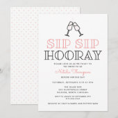 Sip Sip Hooray Champagne Toast Vrijgezellenfeest Kaart (Voorkant / Achterkant)