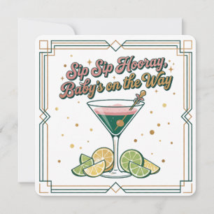 Sip Sip Hooray Cocktail Lounge Baby Shower Kaart