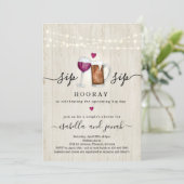 Sip Sip Hooray Couple's Shower Invitation Kaart (Staand voorkant)