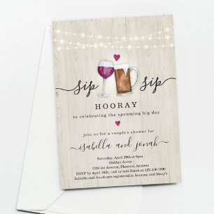 Sip Sip Hooray Couple's Shower Invitation Kaart