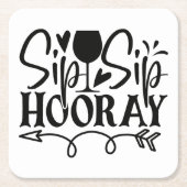 Sip Sip Hooray Cute Black White Wedding Kartonnen Onderzetters (Voorkant)
