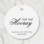 Sip Sip Hooray Elegant Calligraphy Vrijgezellenfee Bedankjes Labels (Voorkant)