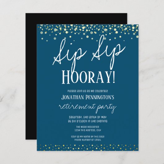 Sip Sip Hooray Elegant Gold Retirement Party (Voorkant / Achterkant)