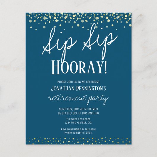 Sip Sip Hooray Elegant Gold Retirement Party (Voorkant)