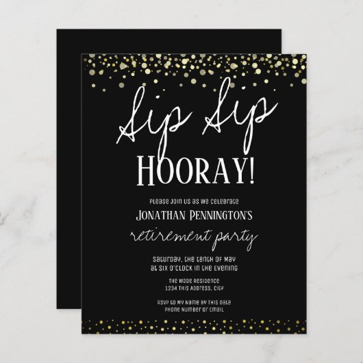 Sip Sip Hooray Elegant Gold Retirement Party (Voorkant / Achterkant)