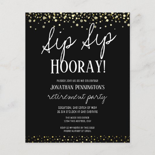 Sip Sip Hooray Elegant Gold Retirement Party (Voorkant)