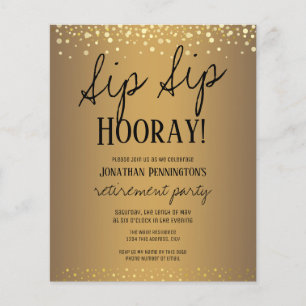 Sip Sip Hooray Elegant Gold Retirement Party Invit