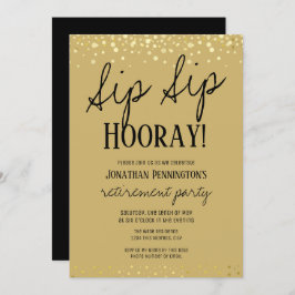 Sip Sip Hooray Elegant Gold Retirement Party Invit Kaart