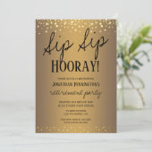 Sip Sip Hooray Elegant Gold Retirement Party Kaart (Staand voorkant)